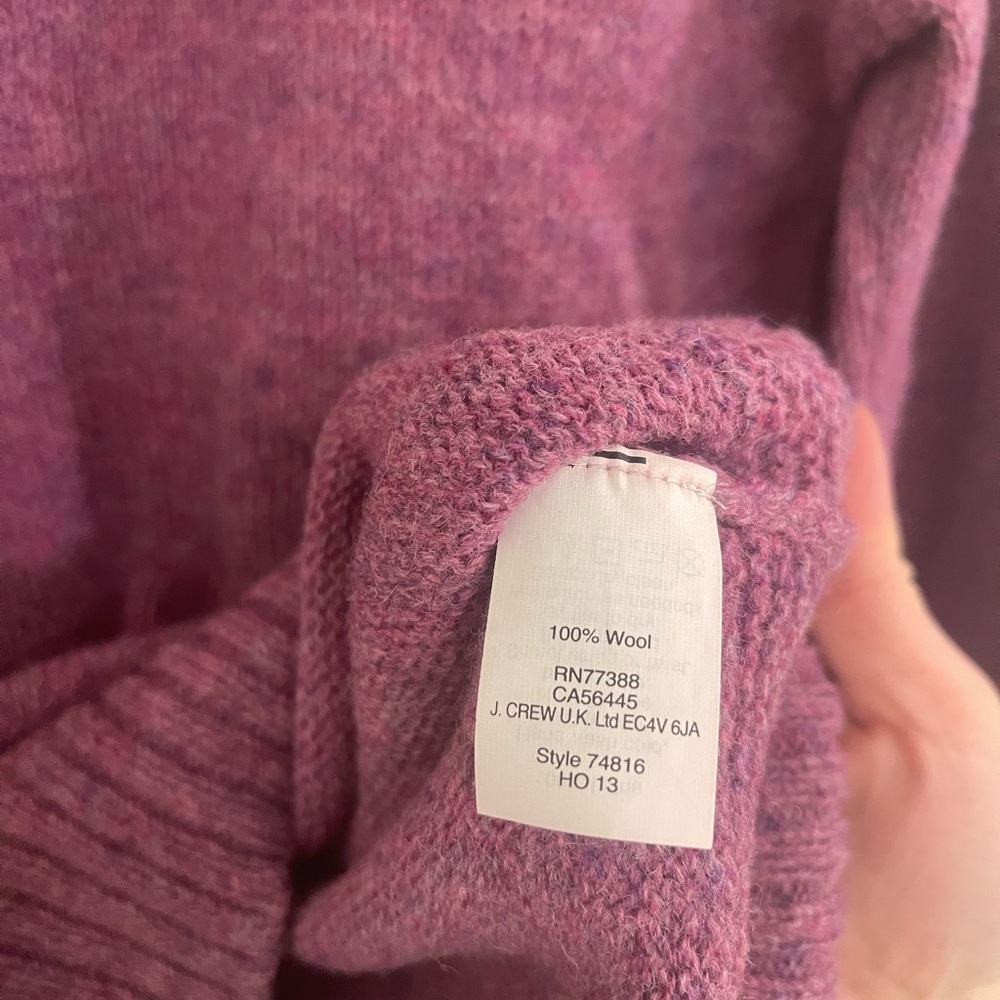 Vintage Shetland Wool Elbow Patches Women's Crewneck Sweater in Rich Purple - Picture 8 of 8